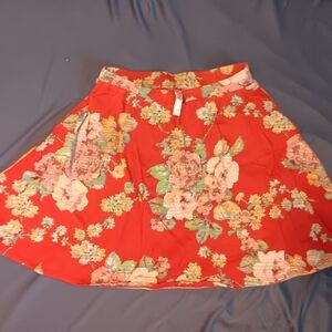 Floral Red Skirt